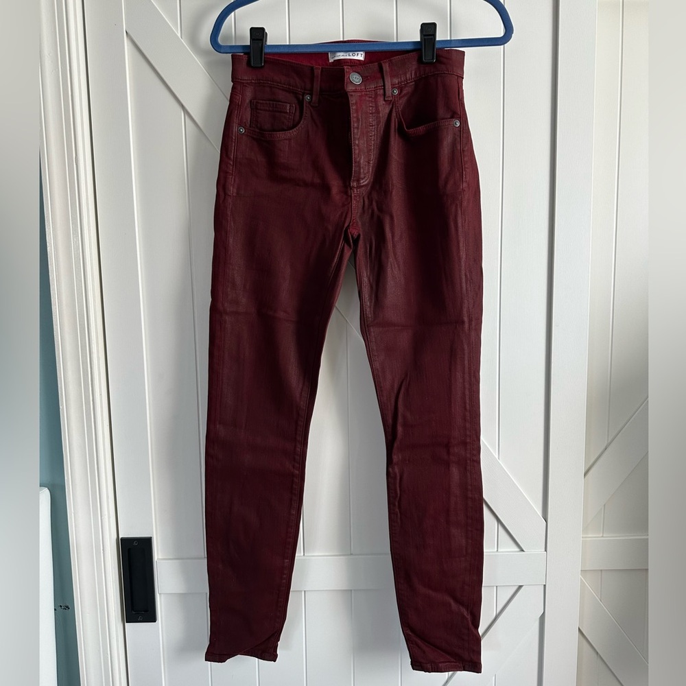 LOFT Burgundy Women's Skinny Jeans – Size 2 (26) – Stretch Denim